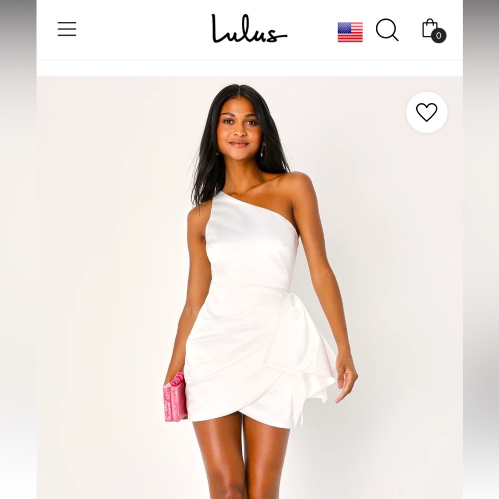 Lulus All About Her White Satin One-Shoulder Bow Mini Dress